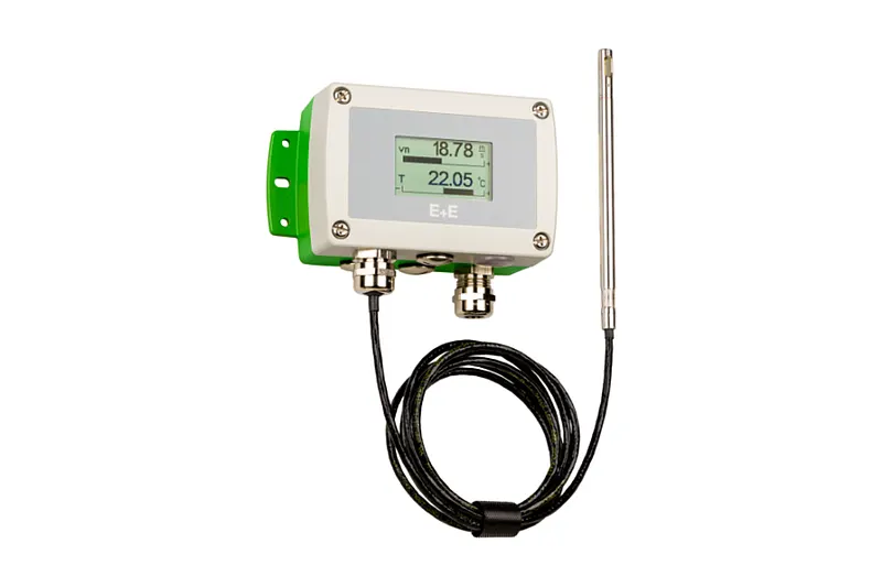 AVS701 air and gas velocity sensor with stainless-steel probe and display for industrial flow measurement in harsh environments