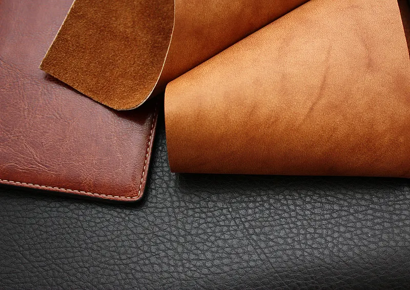 皮革或布料样品的特写图,展示纺织干燥应用中的材质纹理。