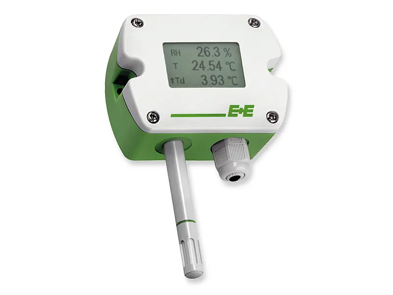EE210 humidity and temperature sensor for wall mounting and display