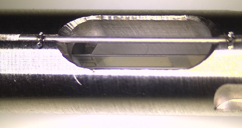 AVS701 sensing element after long-term ammonia exposure showing no visible corrosion under microscopic inspection