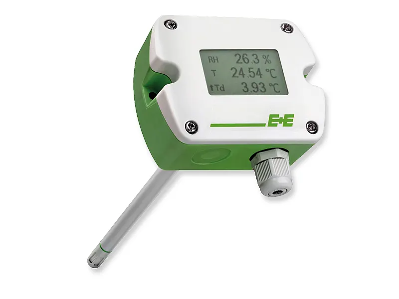 EE210 humidity and temperature sensor for duct mounting with display