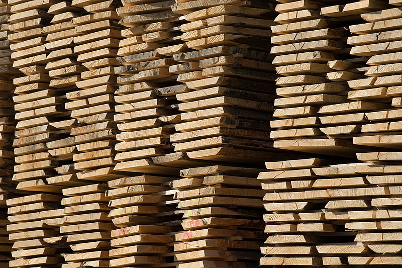 Stacks of wooden panels