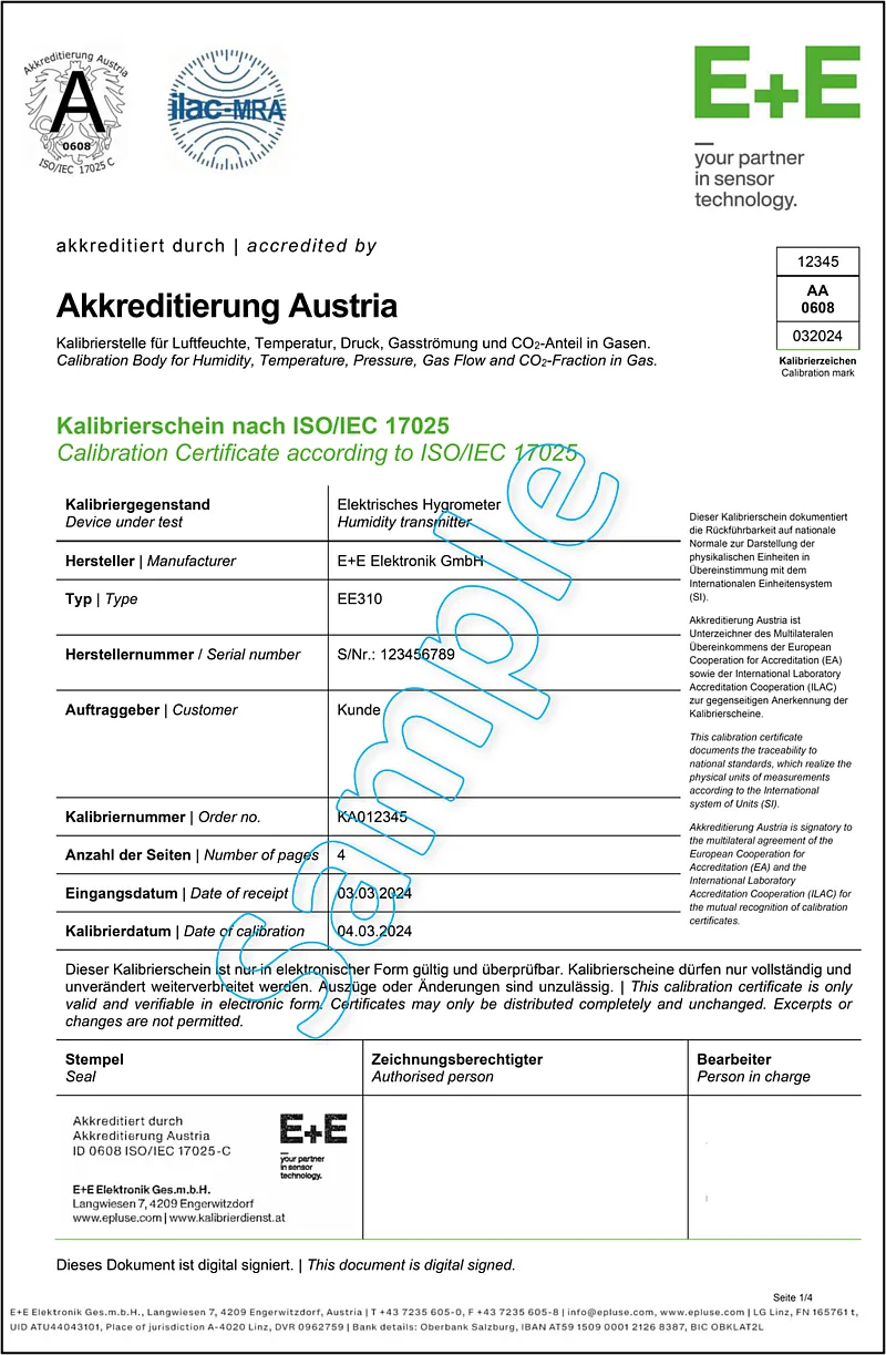 Calibration Certificates for Traceability to SI Base Units