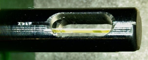 AVS701 ceramic sensing element before salt spray corrosion test, shown without bluff body under microscopic inspection